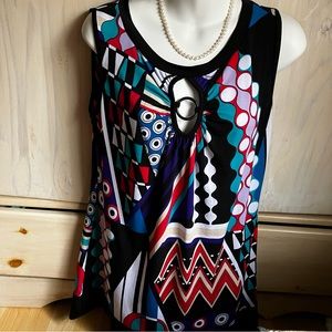 Sleeveless print blouse by Apostrophe NWOT
